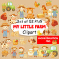 Watercolor Farm Animals Clipart: Boho Nursery Farm Themed Decor set of 52 PNG (Digital Product)