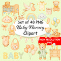 Baby Nursery Clipart PNG Bundle | 48 Watercolor Digital Files