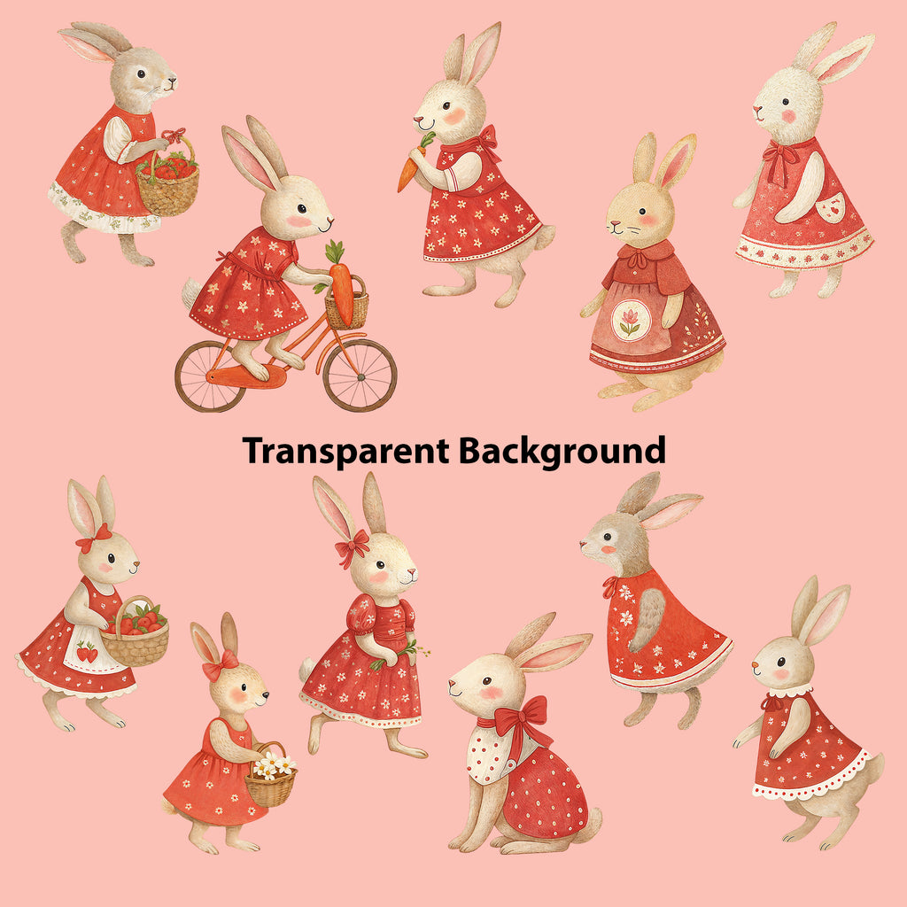 Bunny Lover Clipart PNG Bundle | 60 Watercolor Digital Files