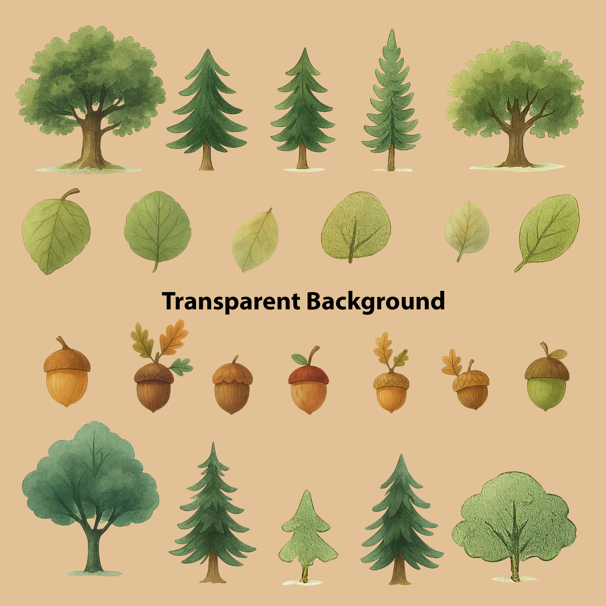 Watercolor Woodland Animals Clipart: Boho Nursery Themed Decor set of 70 PNG (Digital Product)