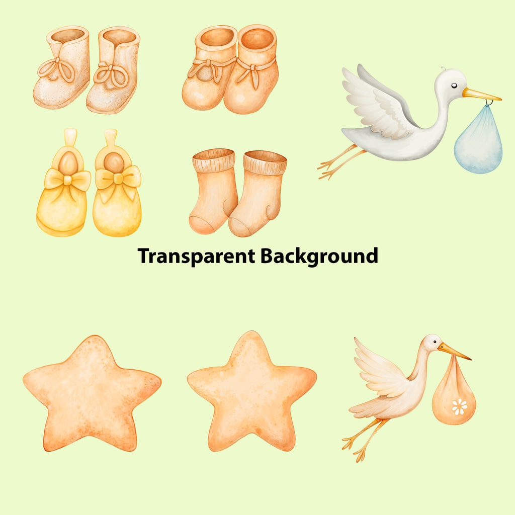 Baby Nursery Clipart PNG Bundle | 48 Watercolor Digital Files