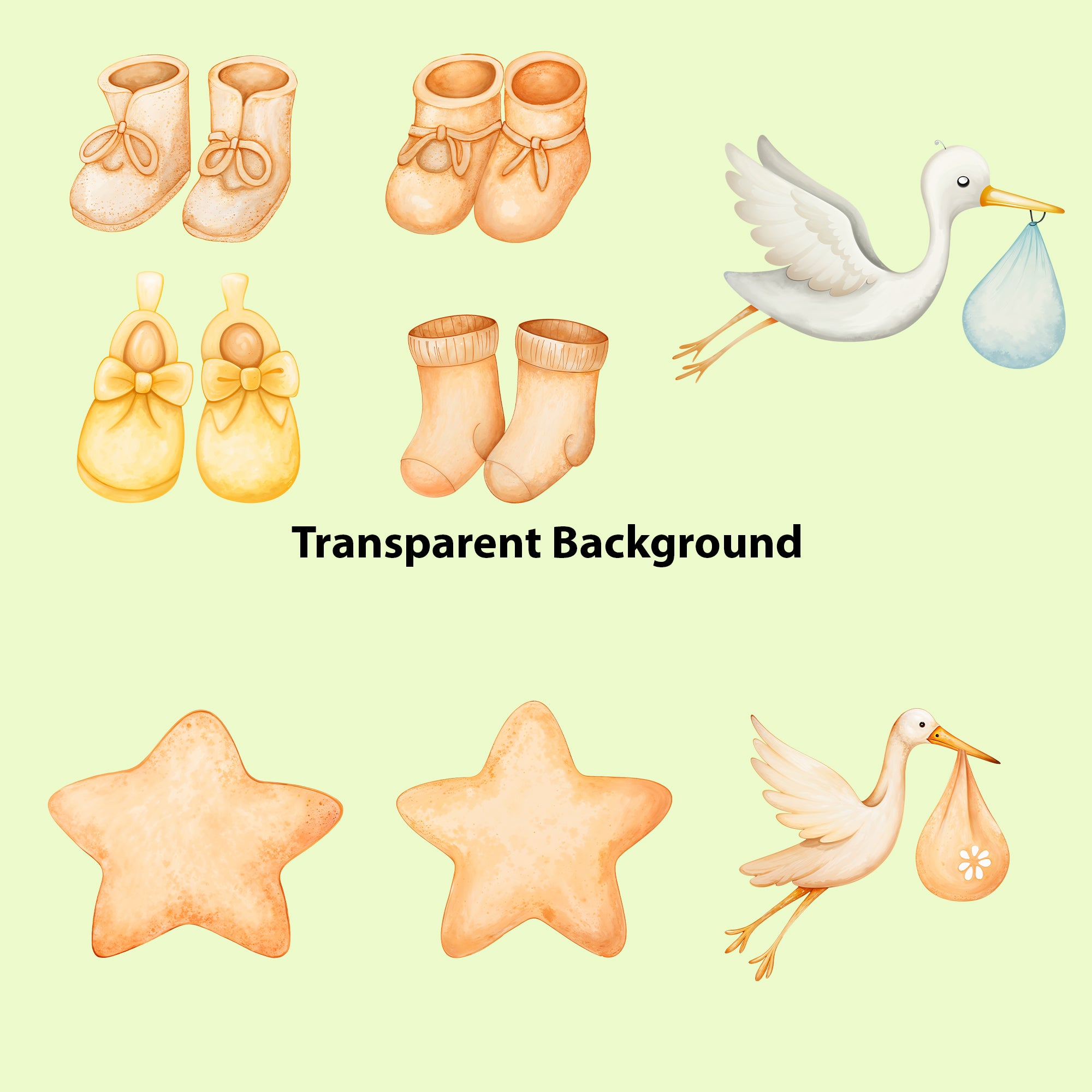 Baby Nursery Clipart PNG Bundle | 48 Watercolor Digital Files