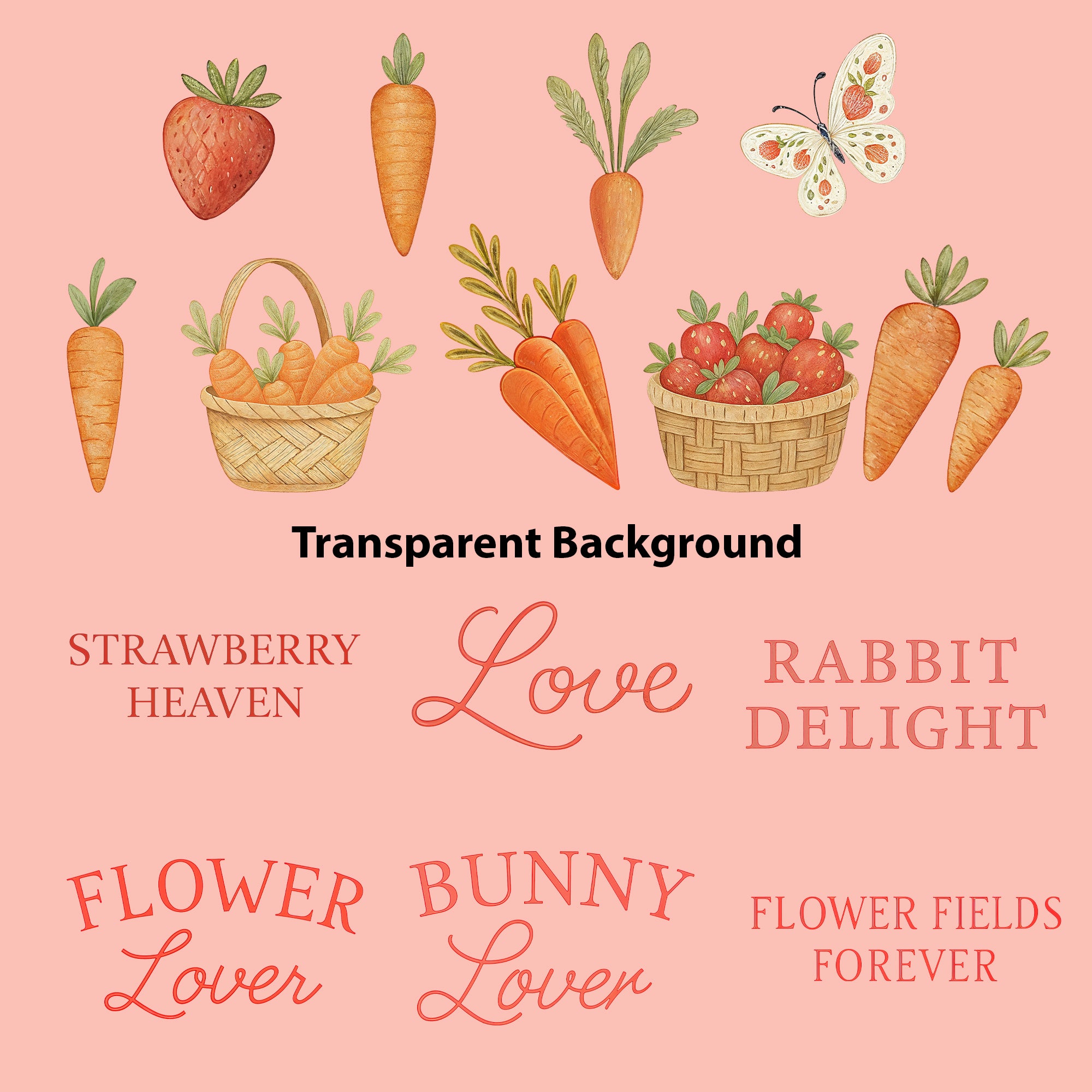 Cute Rabbits Clipart Bundle – 43 High Resolution PNG 300 DPI Digital Download