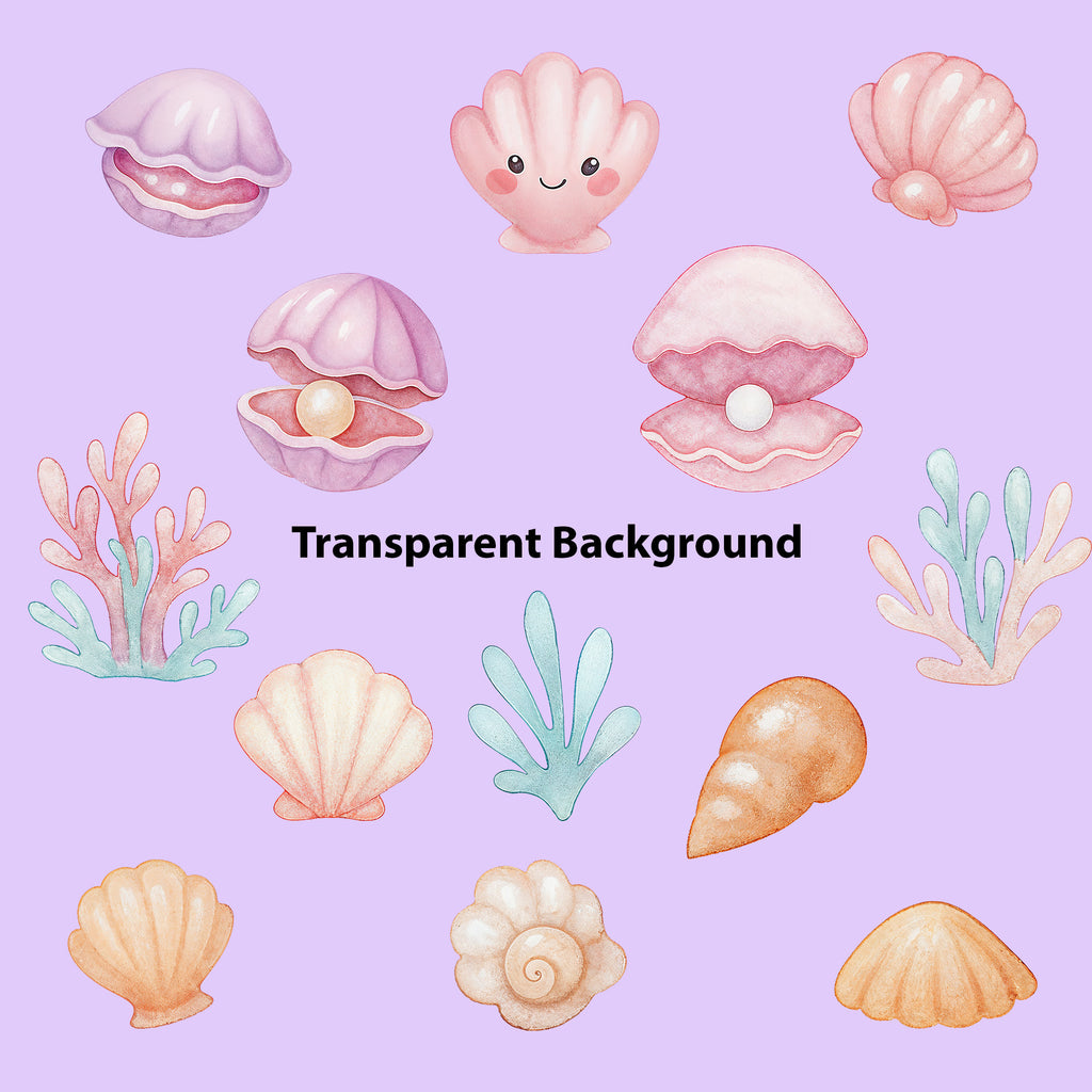 Little Mermaid Watercolor Clipart Bundle – 38 High Resolution PNG Digital Download