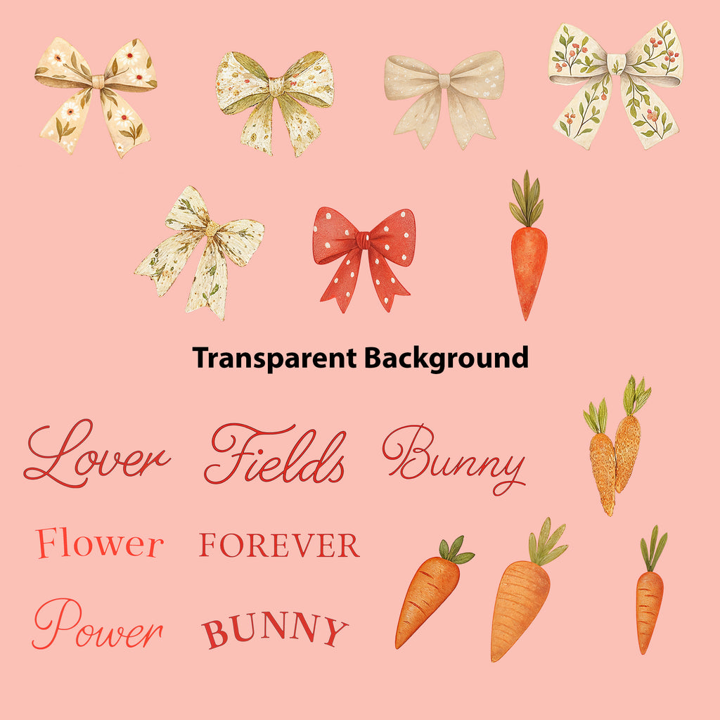 Bunny Lover Clipart PNG Bundle | 60 Watercolor Digital Files