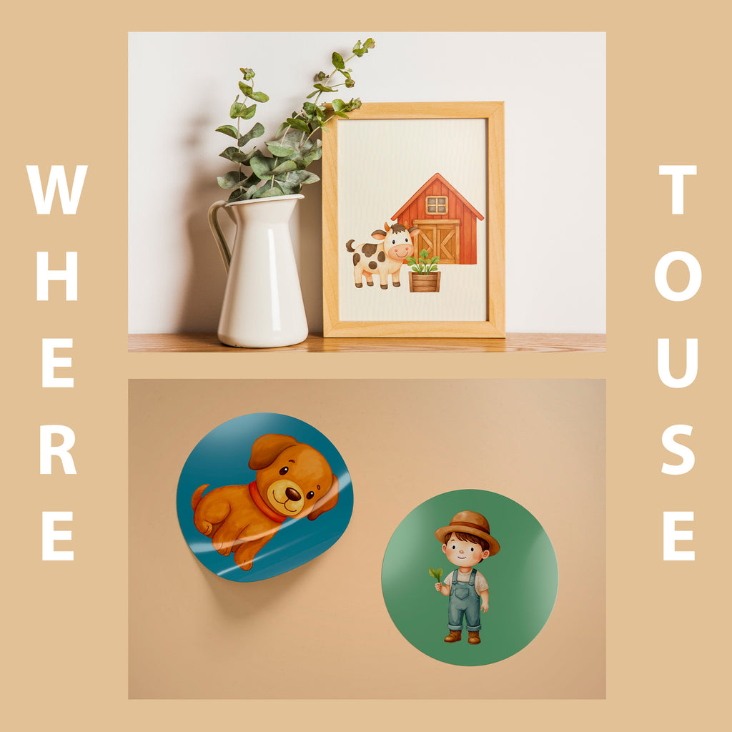 Watercolor Farm Animals Clipart: Boho Nursery Themed Decor set of 33 PNG (Digital Product)