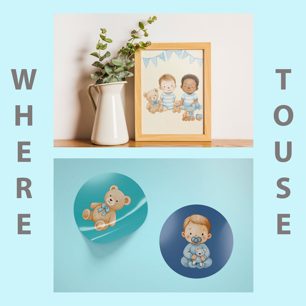 Baby Boy Nursery Clipart PNG Bundle | 33 Watercolor Digital Files