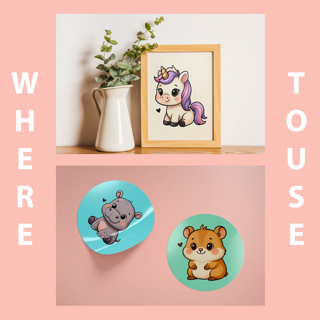 Cute Animals Clipart PNG Bundle | 50 Digital Download Files