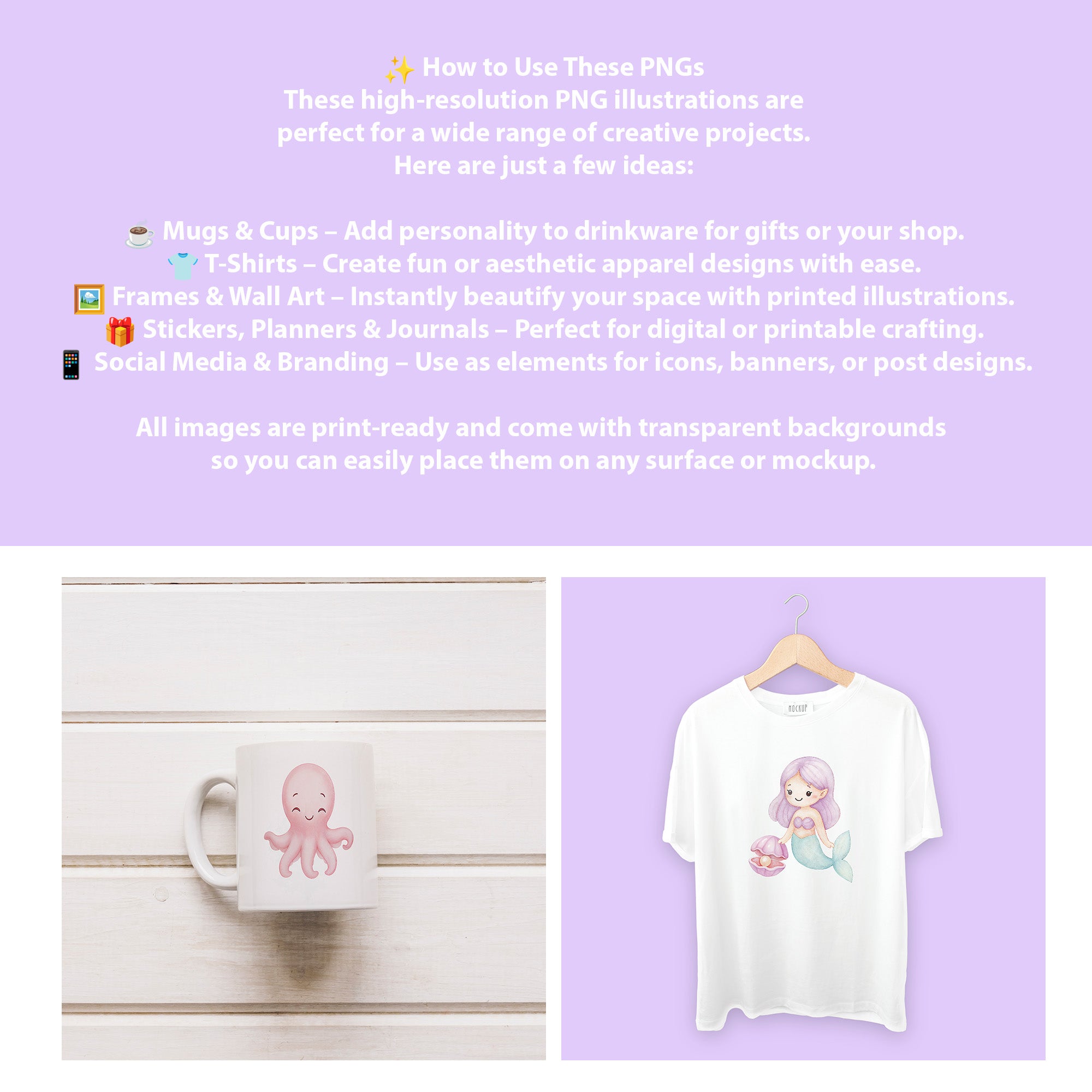 Little Mermaid Watercolor Clipart Bundle – 38 High Resolution PNG Digital Download