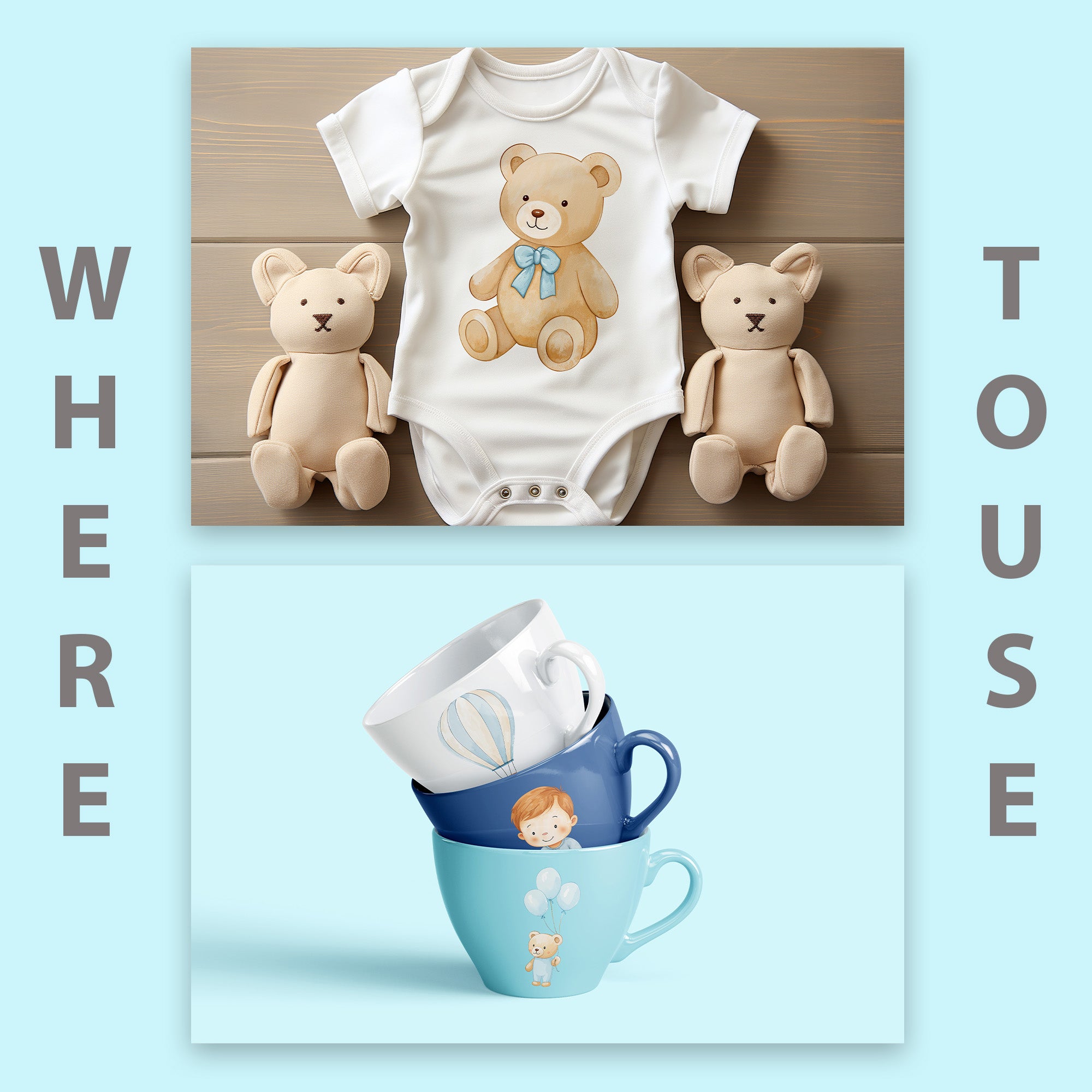 Baby Boy Nursery Clipart PNG Bundle | 33 Watercolor Digital Files