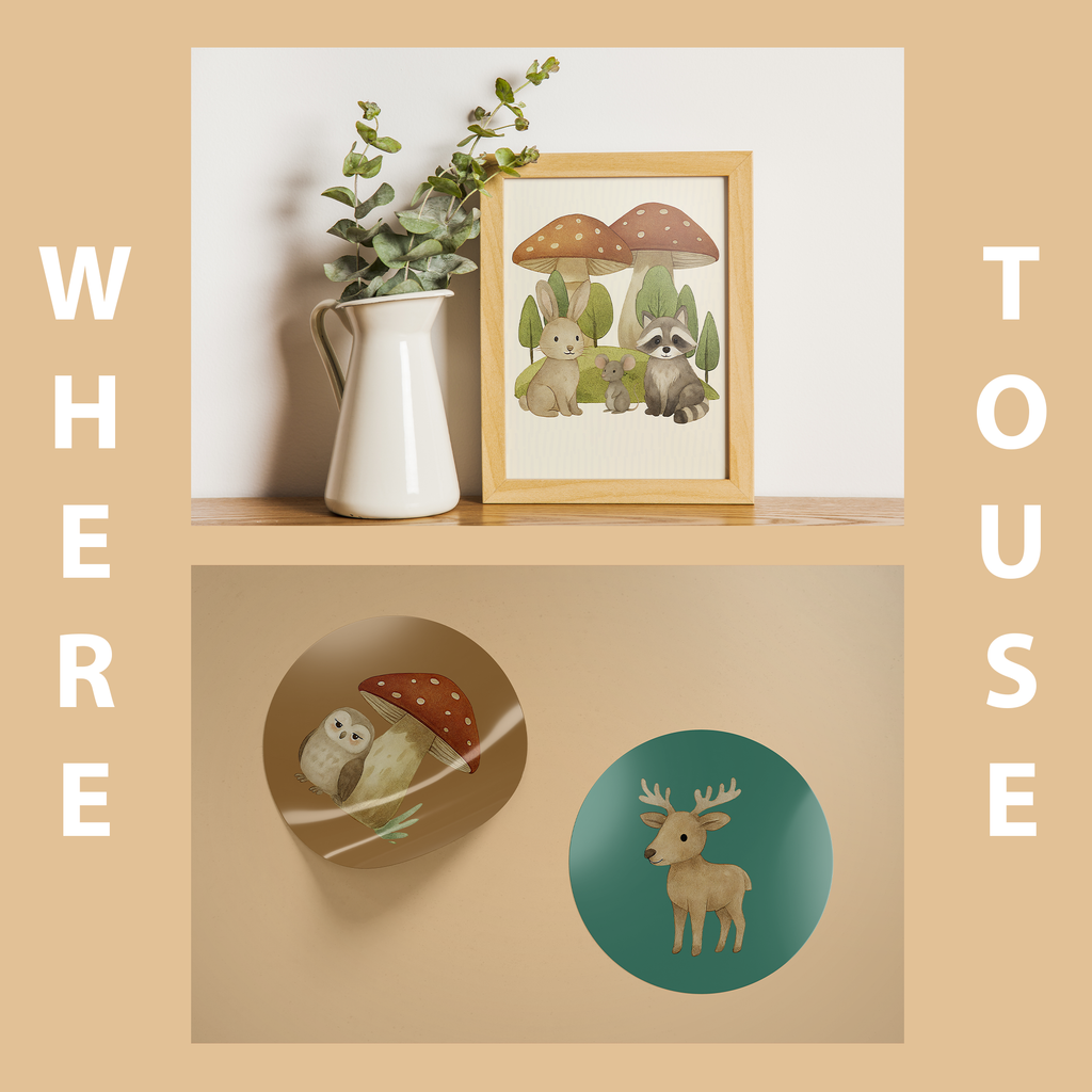 Watercolor Woodland Animals Clipart: Boho Nursery Themed Decor set of 70 PNG (Digital Product)