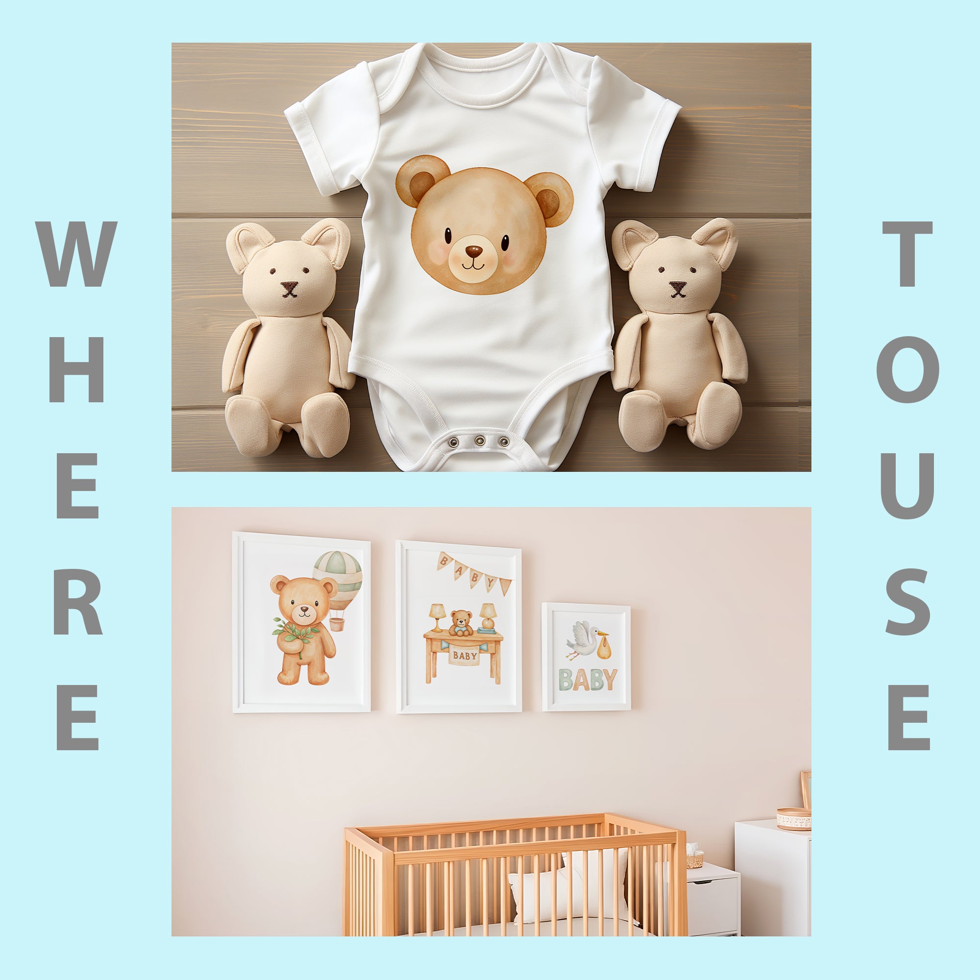 Baby Boy Nursery Clipart PNG Bundle | 65 Watercolor Digital Files