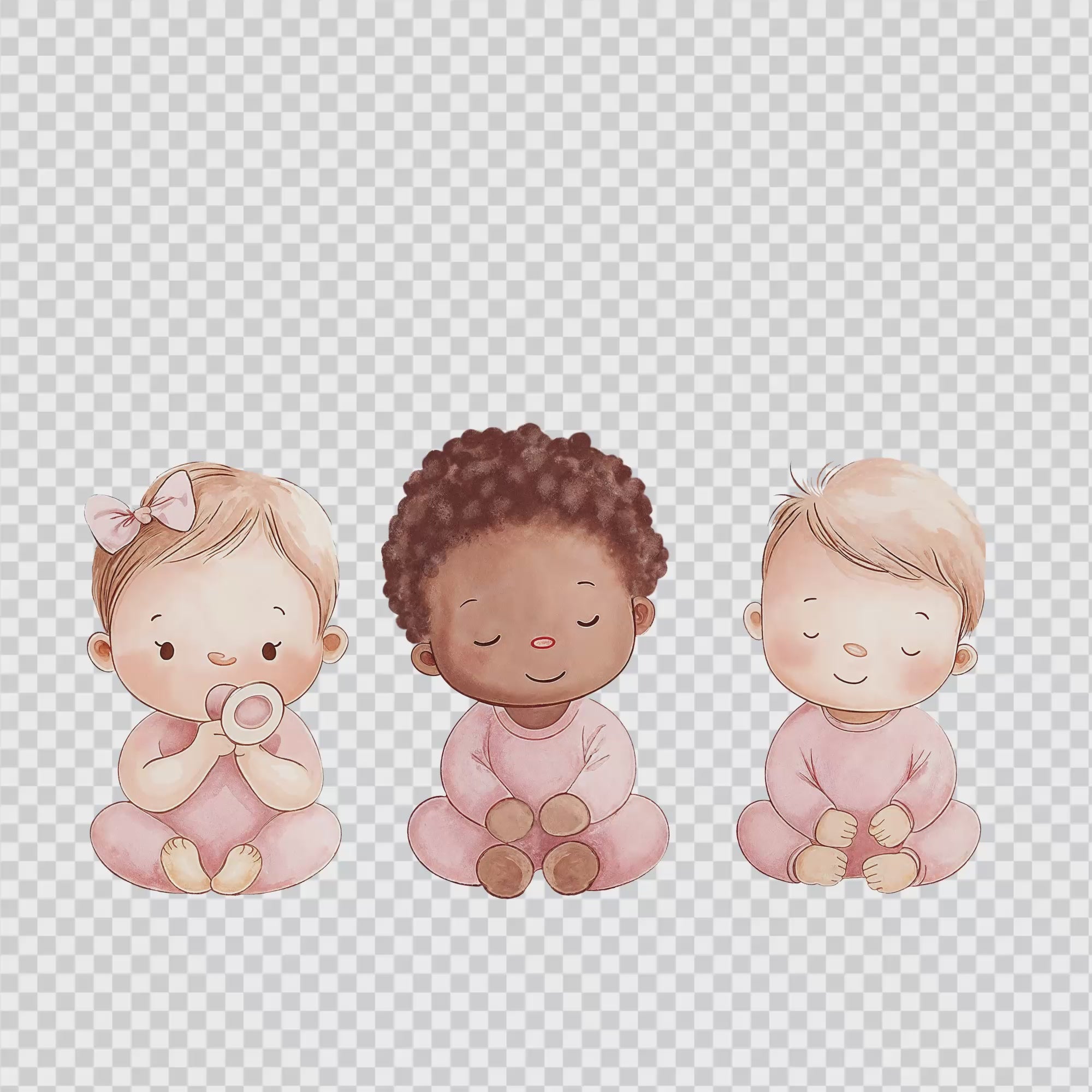 Baby Girl Nursery Clipart PNG Bundle | 51 Watercolor Digital Files