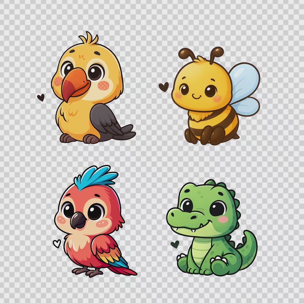 Cute Animals Clipart PNG Bundle | 50 Digital Download Files