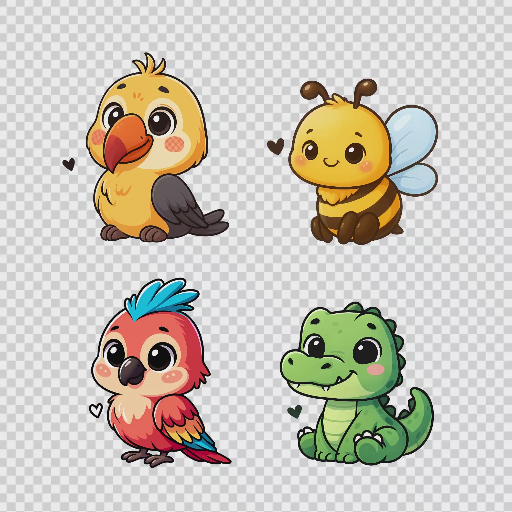 Cute Animals Clipart PNG Bundle | 50 Digital Download Files