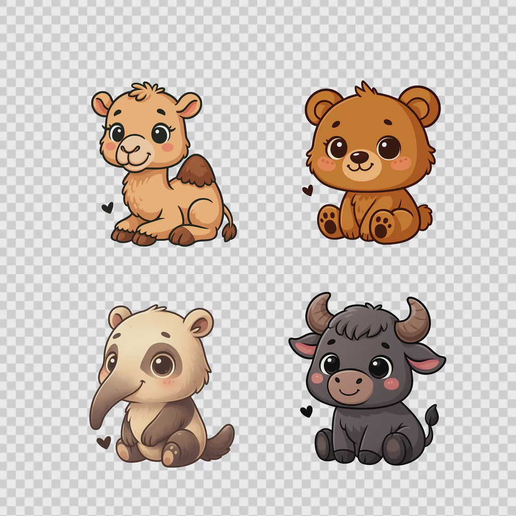 Cute Animals Clipart PNG Bundle | 50 Digital Download Files