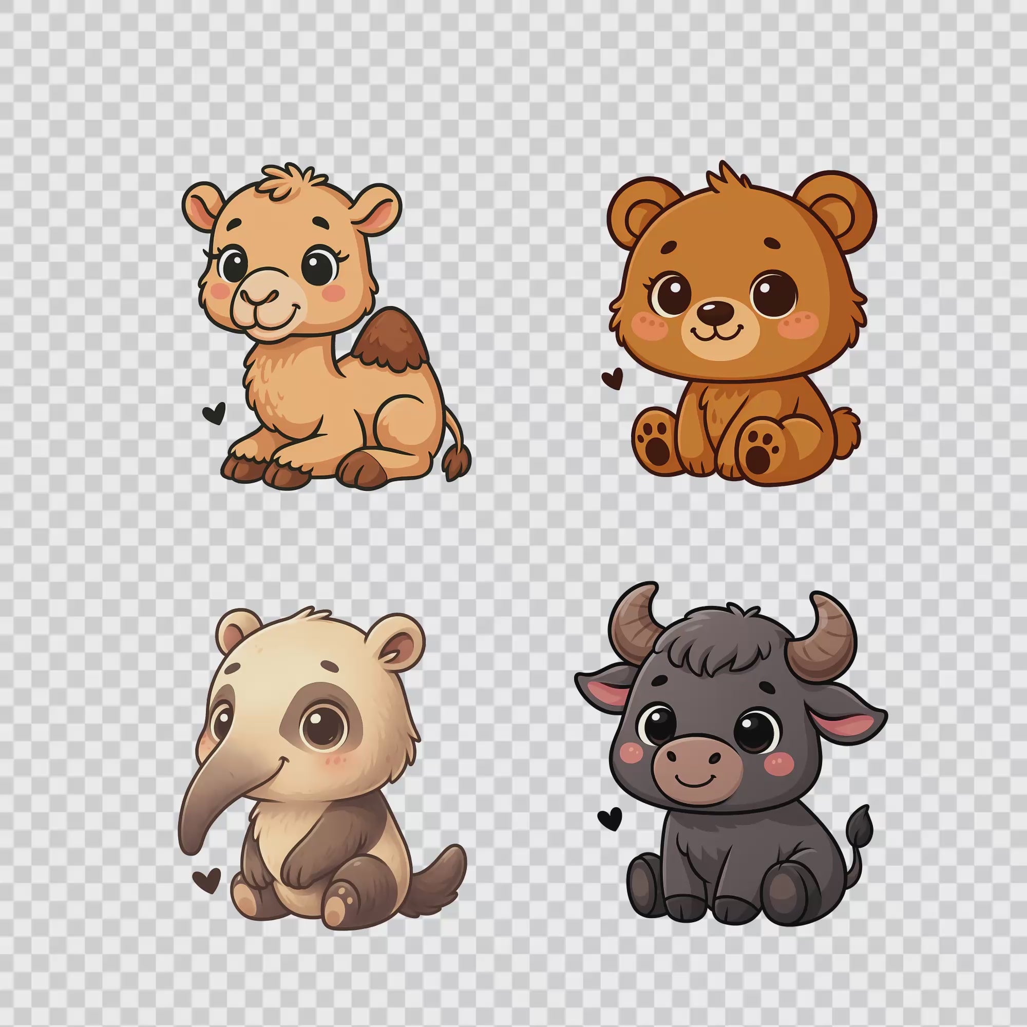 Cute Animals Clipart PNG Bundle | 50 Digital Download Files
