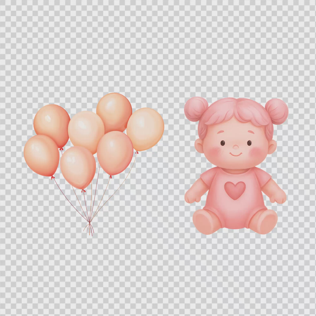 Baby Girl Nursery Clipart PNG Bundle | 34 Watercolor Digital Files