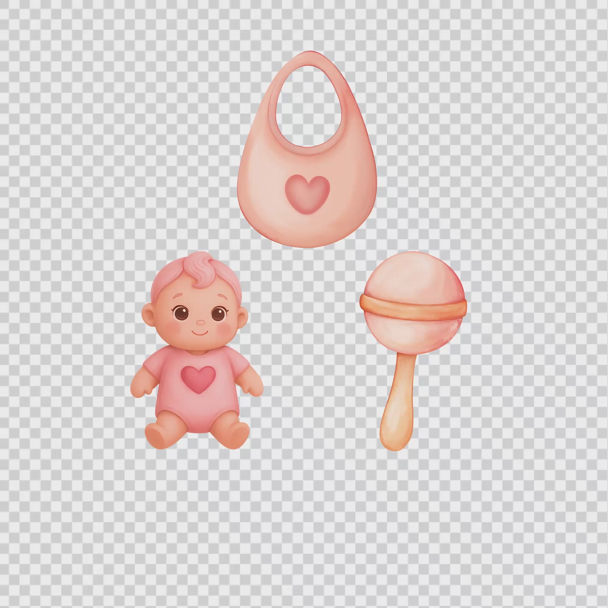 Baby Girl Nursery Clipart PNG Bundle | 33 Watercolor Digital Files